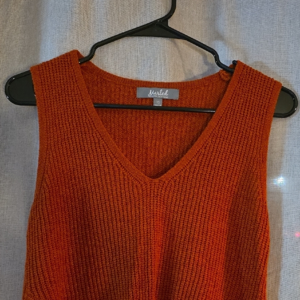 Womens Orange Sweater Tank - Picture 3 of 5